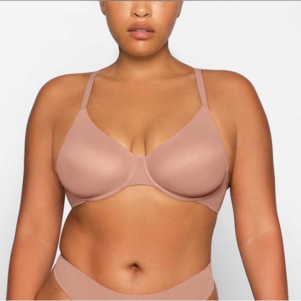 SKIMS No Show Unlined Demi Bra in Shade “Sienna” 38C